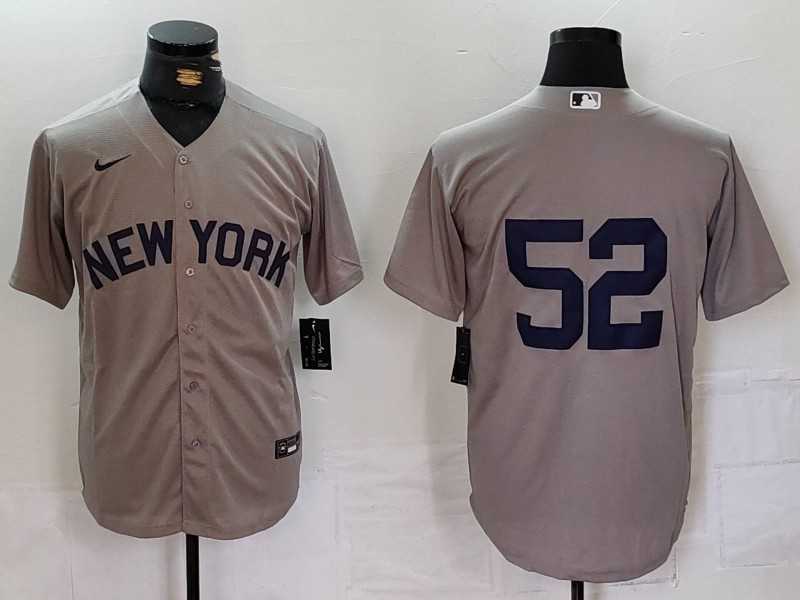 Men%27s New York Yankees #52 CC Sabathia Grey Cool Base Stitched Jersey->los angeles dodgers->MLB Jersey